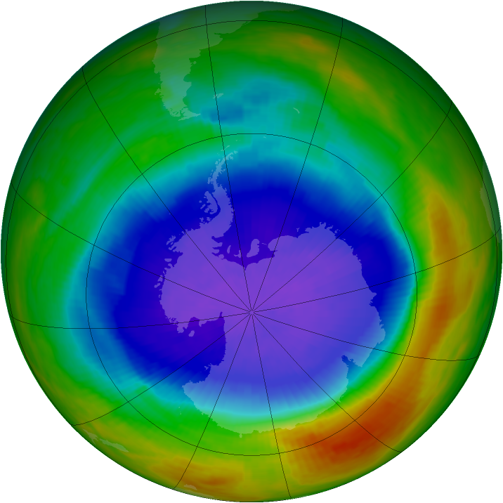 Antarctic ozone map for 09 October 1989